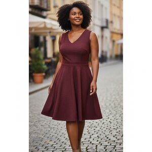 Forever 21+ Burgundy Sleeveless Skater Dress